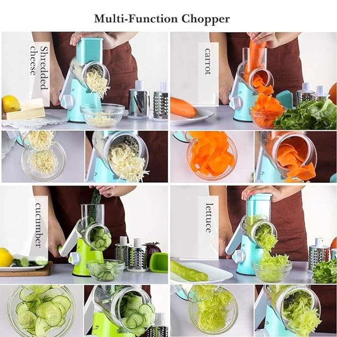 Multi-Functional Plastic Stainless Steel 3 in 1 Multi-Functional Drum Rotary Vegetable Cutter with High Speed Rotary Cylinder