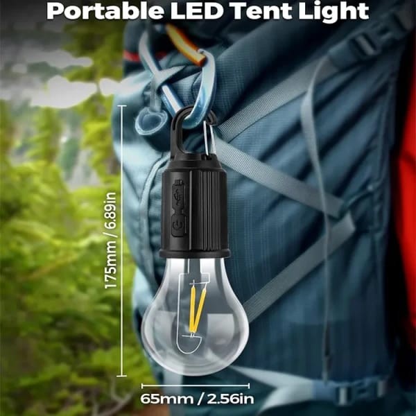 Rechargeable Unbreakable Hanging Clip Bulb | 3 Modes for Tent Lamp, Camping, Hiking, Backpacking, Emergency Outage