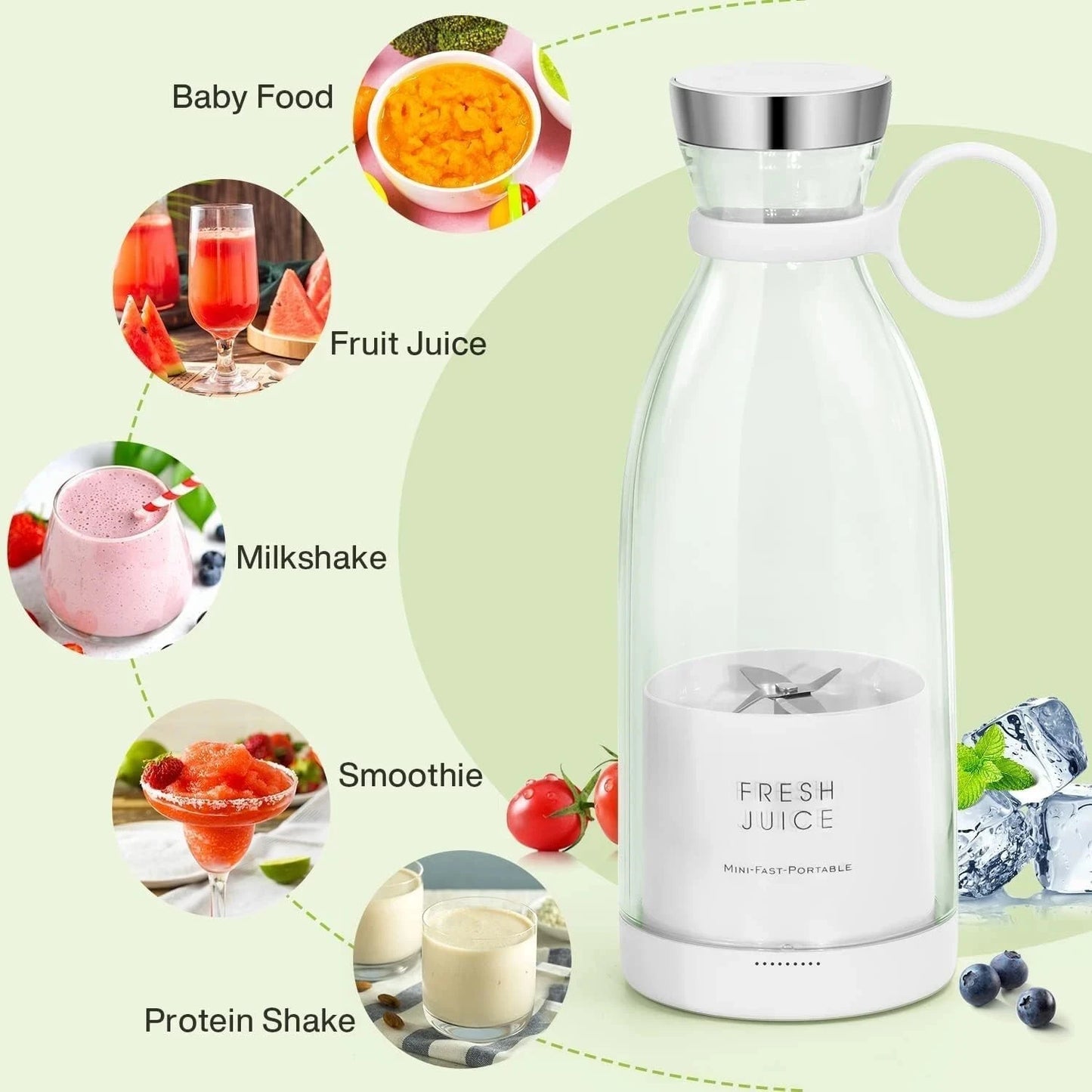 Mini Fruit Juicer Blender- Perfect for On-the-Go! | Protein Shakes and Smoothies | Portable Juicer Blender