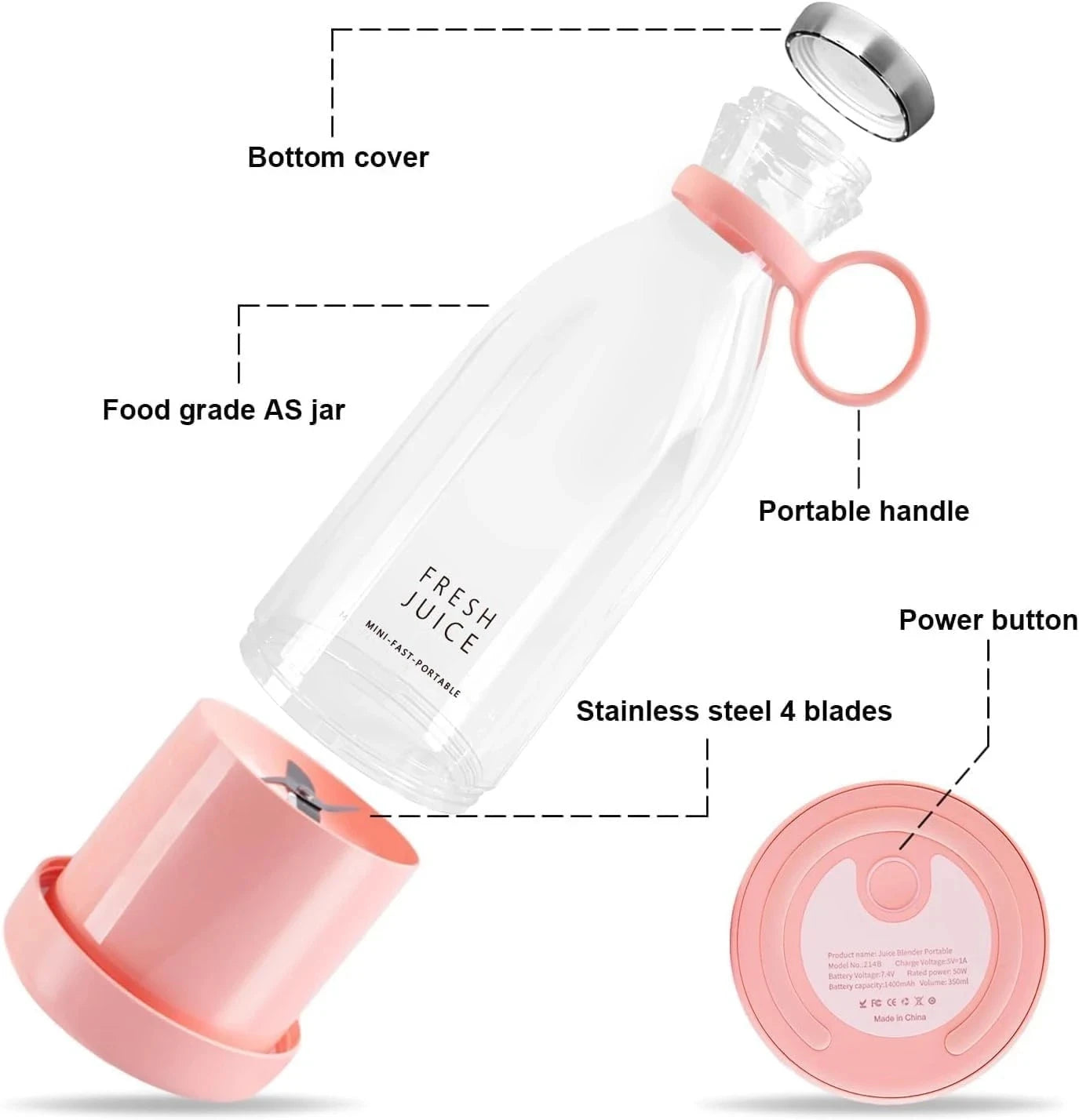 Mini Fruit Juicer Blender- Perfect for On-the-Go! | Protein Shakes and Smoothies | Portable Juicer Blender