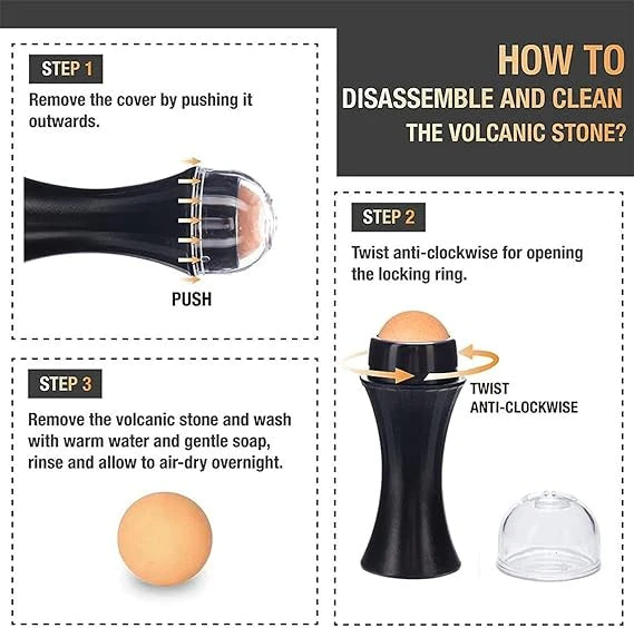 FACE OIL ABSORBING VOLCANIC FACE ROLLER