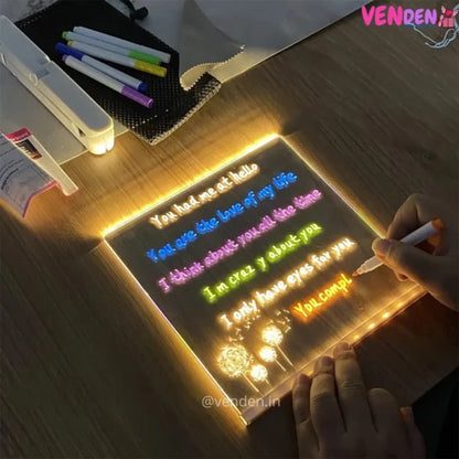Personalised 3D Acrylic GlowNotes Message Board Lamp with 12 Colourful Markers