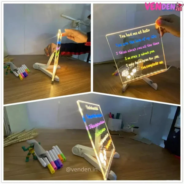 Personalised 3D Acrylic GlowNotes Message Board Lamp with 12 Colourful Markers